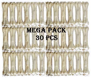 PSK PET MART Raw Hide Pressed Chew Dog Bones 3" Inches- 30 Pcs Mega Pack for Growing Puppy