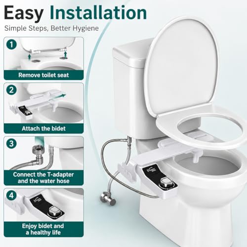 Image of HASTHIP Bidet Attachment for Toilet Ultra Adjustable Water Pressure Non Electric Cold Water Sprayer for Front and Rear Wash Bathroom Use