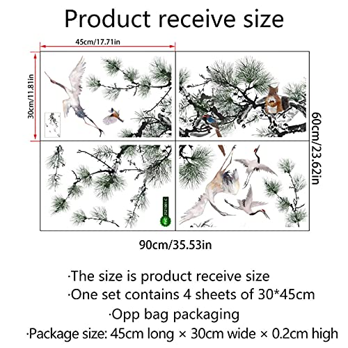 Pine Tree And Flying Birds Wall Decals Chinese Style Wall Stickers For Living Room Creative Wall Decals For Bedroom,Wall Murals Peel And Stick Wall Decorations For Living Room(Pine) #TOP4