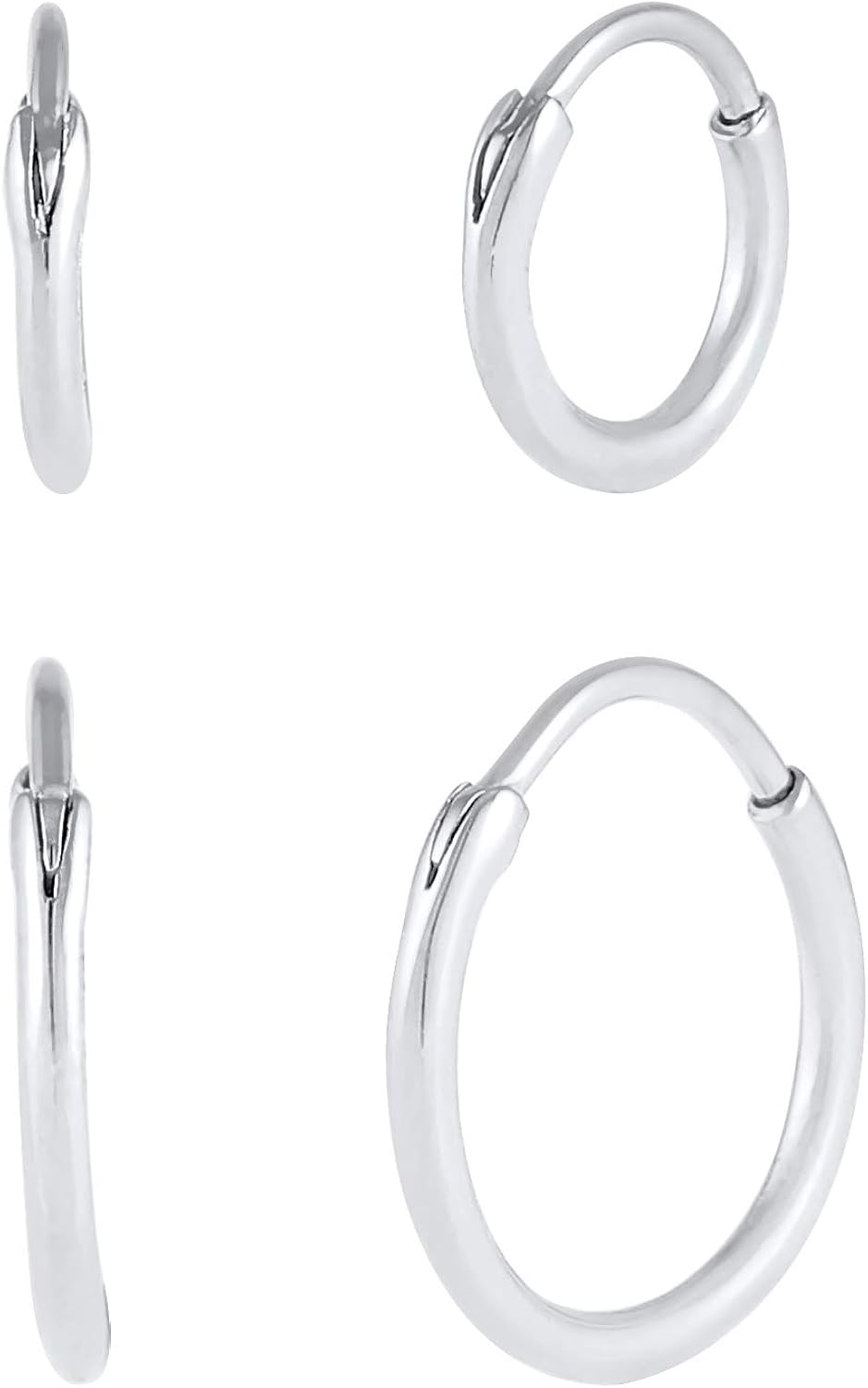 Kuzzoi Men's hoop earrings set, round, 2 works of classic earrings, polished - Image 3