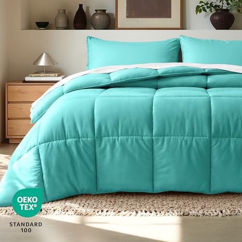 Image of Bare Home Comforter Set - Queen Size - Ultra-Soft - Goose Down Alternative - Premium 1800 Series - All Season Warmth (Queen, Turquiose)