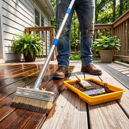 Kit de 20 piezas con pincel para tinte de terraza de 7'' y varilla extensible miniatura 4