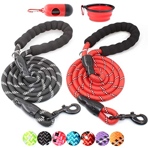 BAAPET 2 Packs 5 FT Strong Dog Leash with Comfortable Padded Handle
