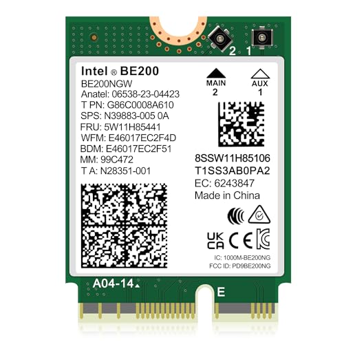 WiFi 7 Wireless Card Intel BE200 NGW, Bluetooth 5.4, 5800Mbps M.2/NGFF Not Support AMD, Only Supports Intel 12th Generation and Above CPUs Windows 10/11 (64bit), Linux