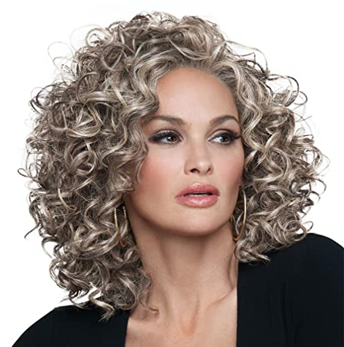 Raquel Welch Click Click Flash Full Curly Chin Length Wig by Hairuwear Average Size Cap RL19/23SS Biscuit