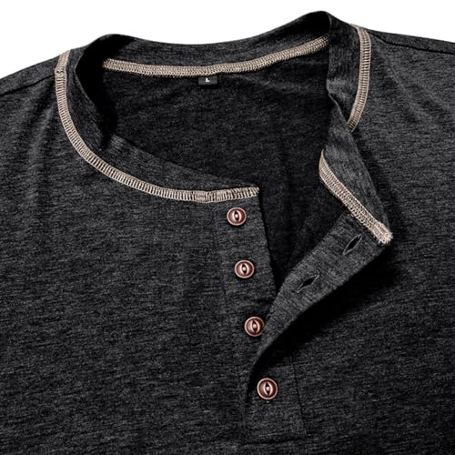 Mens Short Sleeve Shirts Casual Cotton Basic Henley Shirts Summer Lightweight T-Shirts4