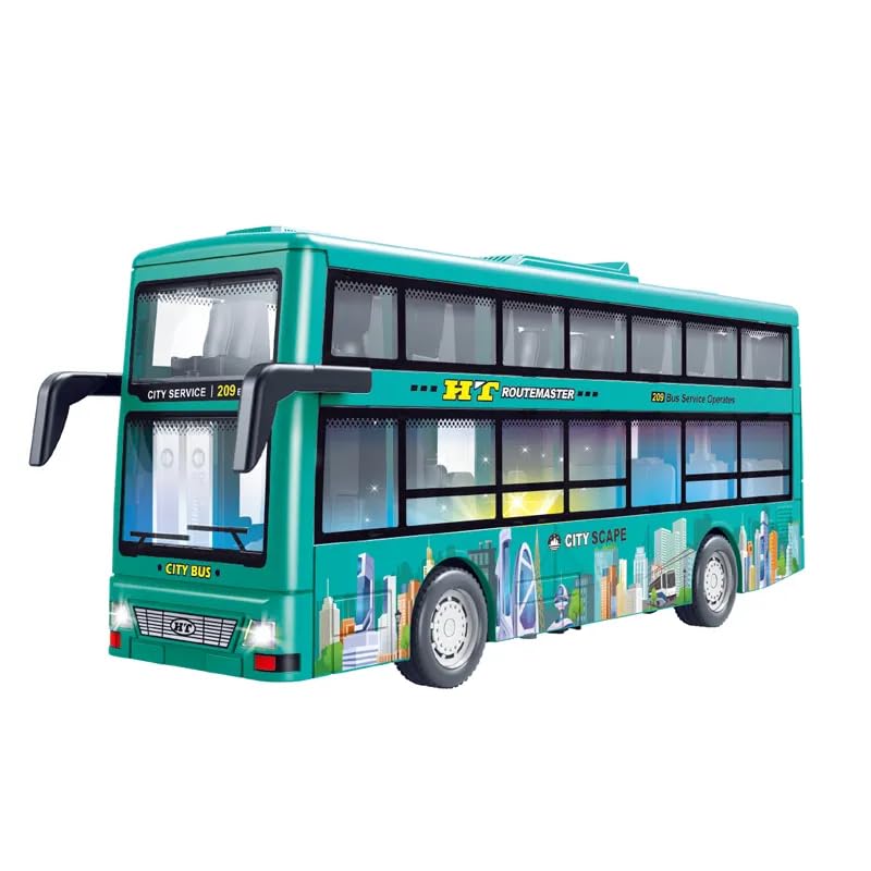 Image of DEOXY Inertia Alloy Simulation Double-Decker Bus Model car Children's Toys and Gifts Bus Toys for Boy Kids (decer Green)