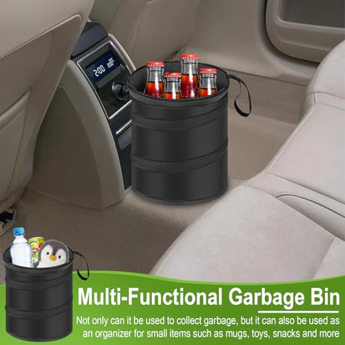 2 PCS Car Trash Can, Collapsible Pop-up Car Garbages Can, Portable Garbage Bin with Elastic Band, Small Garbage Can for Back Seat Front Seat, for Outdoor Traveling & Home Use
