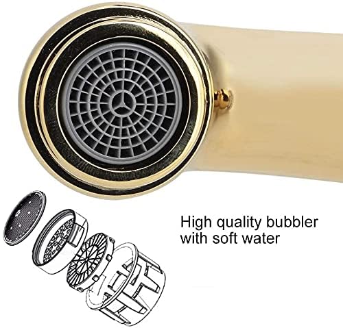 Image of BASSINO Small Size Brass Bathroom Sink Wash Basin Mixer Tap Single Handle Hot & Cold Waterfall Lavatory Sink Faucet for Living Room & Bathrooms (Gold)