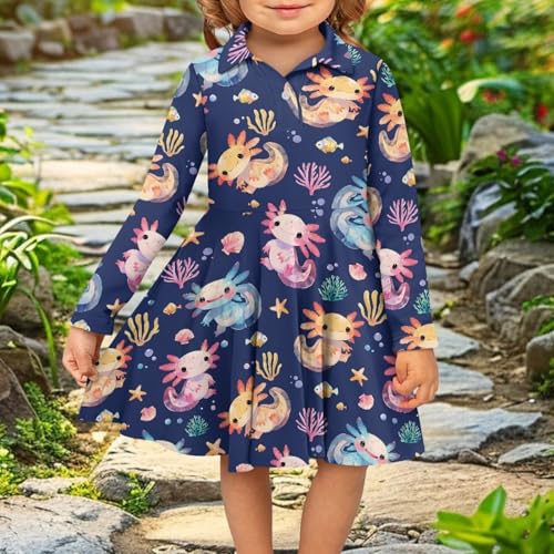 Polo Midi Dresses for Teen Girls Long Sleeve Empire Waisted Dresses Kids Activewear4