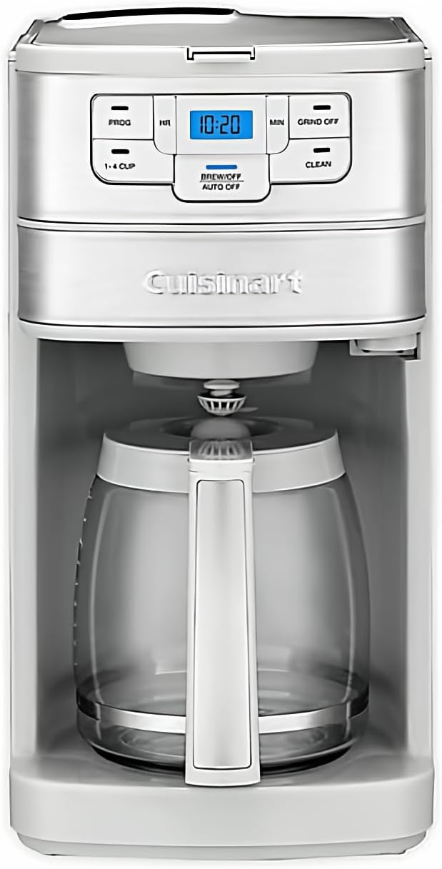 Cuisinart Stainless Steel Automatic Grind and Brew 12-Cup Coffeemaker with 24-Hour Programmability, 1-4 Cup Setting and Glass Carafe