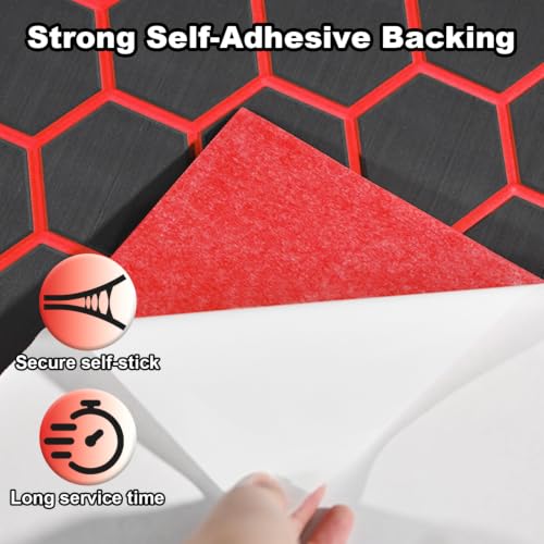 KT GuoMei 94.5"X43.31" New Hexagon EVA Self-Adhesive Boat Decking Boat Flooring Non-Skid mat for Decorate Yacht Pool etc (Dark Gray and red, 108.27" X 38.58", New Hexagon) by KT GuoMei - Used condition - Image 4