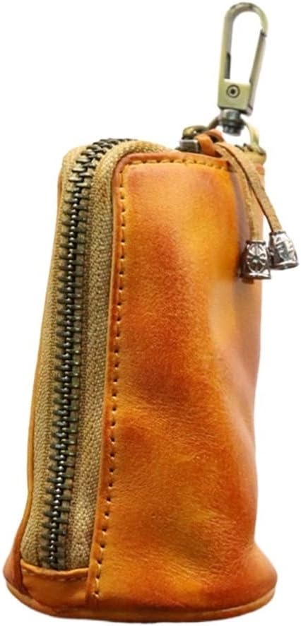 レザー スモール ラウンド 円柱 キーホルダー メンズ バケツ キー ケース バッグ(E)