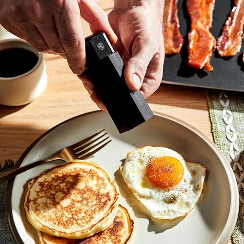 Image of HexClad Tabletop Salt and Pepper Mill Set and Carrying Caddy Holder with Adjustable Coarseness Settings