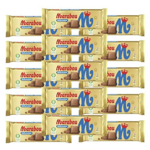 Marabou Schokolade Zartschmelzende Milchschokolade Einzigartige schwedische Süßigkeit aus natürlichen Zutaten (15x 170 g Vollmilch)