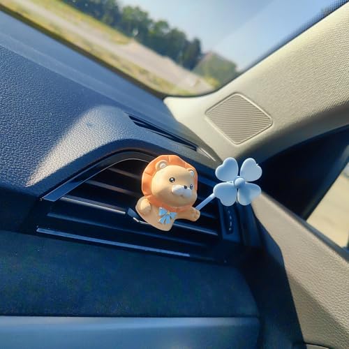 Image of Cute Car Air Freshener Vent Clips, 3D Animal with Mini Fan Diffuser Vent Clip, Air Conditioning Decoration Car Accessories for Women and Men