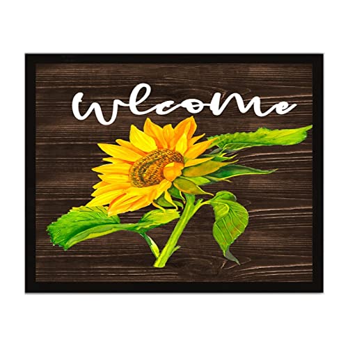 Cadre en bois avec tournesol a suspendre pour bureau et salon 40x50