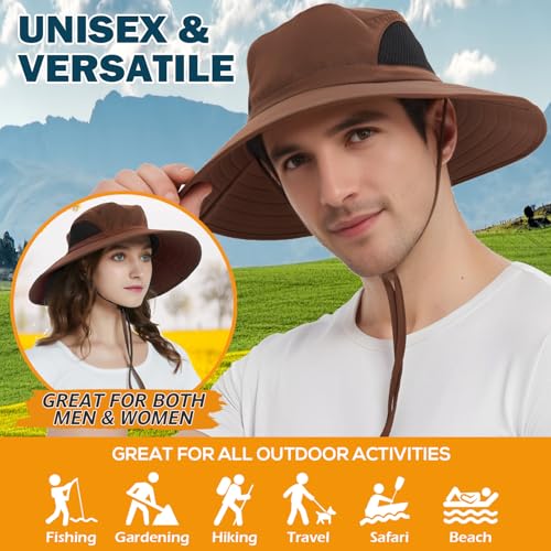 Image of Wide Brim Sun Bucket Hat, Waterproof Boonie Hat for Men & Women | UPF 50+ UV Protection, Adjustable Fit, Chin Strap & Sweatband, Foldable Durable for Fishing Hiking Garden Beach