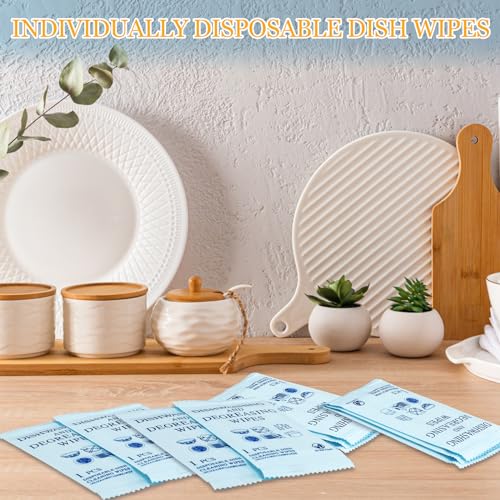Image of 150 Pcs Portable Disposable Dish Cleaning Wipes Individually Wrapped Quick Cleaning Dish Soap Wipes Bulk Travel Size for Kitchen Outdoor Traveling Camping Hotel