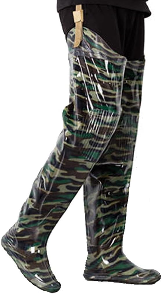 Hip Waders Camouflage PVC Waterproof,Soft,Anti Slip Buttocks for Waders,Fishing Buttocks with Adjustable Buckles (Green,41)