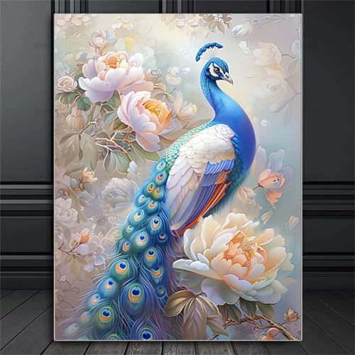 Peinture Diamant Paon Pivoine Senyanr Broderie Diamant Complet Square Drill 80x120cm
