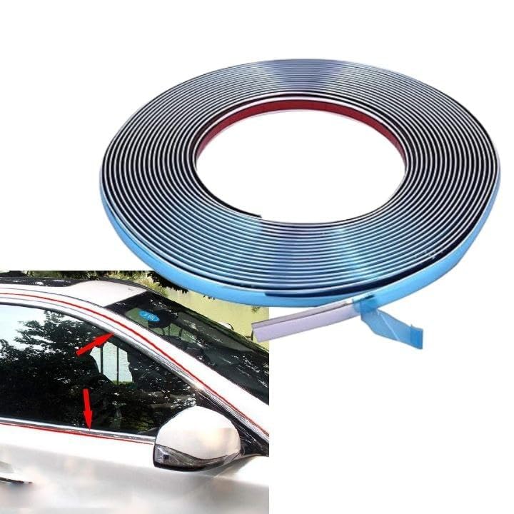 ROSHNEER Side Window Chrome Beading Roll 15 Meter (12 MM) for All Cars-image-5