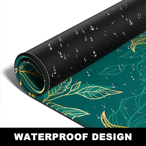 Image of Printed Gaming Mousepad - Premium Stitched Edges, Smooth Surface,Size 11x23 inches, Non-Slip Rubber Base - Ideal for Office & Gaming Setup (Artistic Luxury Leaf Line)