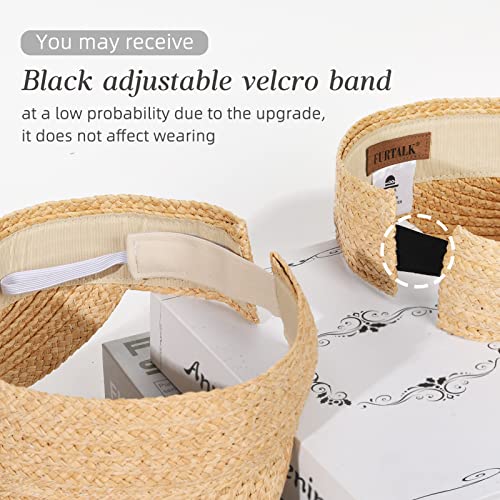 Furtalk Sun Visor Hats For Women Wide Brim Straw Foldable Beach Summer Roll Up Ponytail Hat Khaki #TOP6