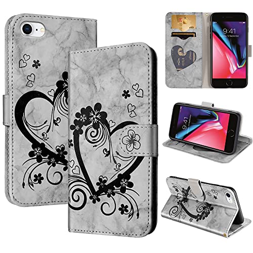 CASAFUNY Coque pour iPhone SE 2022/SE 2020, Housse Etui iPhone 8/7, Portefeuille Protection Housse avec Fermeture Magnétique Etui à Rabat pour iPhone SE 3/2...