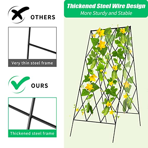 DoCred Cucumber Trellis, 2 Pack Metal Foldable A Frame Garden Trellis for Raised Bed Climbing Plants, Vegetables, Includes Plant Support Clips, Twist Ties, Plastic Ties, A Frame Trellis, Black by DoCred - Image 3