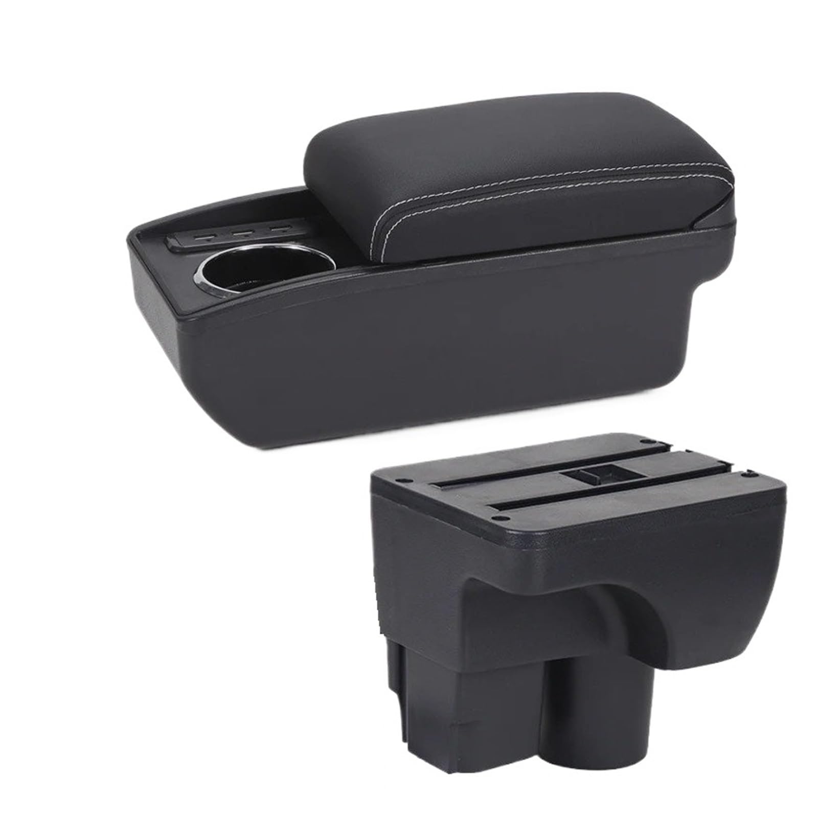 Hguvsjd Armrest Box For Chevrolet For Aveo For Sail 3 For III Armrest Retrofit Parts Storage Box Dedicated Accessories Car Armrests(B Black white 6USB)