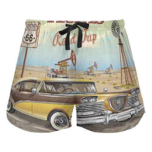 Oyihfvs Texas Road Trip Poster Women's Pajama Bottoms, Soft Sleep Shorts, Athletic Shorts with...