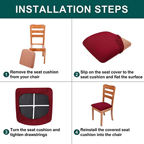 image for Smiry Stretch Jacquard Dining Chair Seat Covers, Removable Washable An