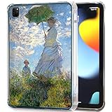 iPad Pro 第4世代 12.9インチ 互換性 ケース カバー モネ ☆印象派☆ 西洋画 風景画 淡い 水彩 アート 芸術 絵画 保護 ソフトケース (散歩・日傘をさす女)