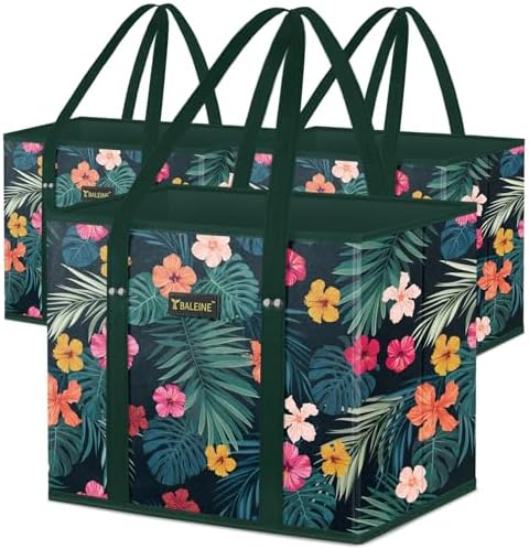 BALEINE 3Pk Reusable Grocery Bags, Foldable Shopping Bags for Gro...