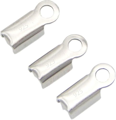Adabele - 20 piezas de tubo de plata de ley 925 auténtica plegable sobre extremos de cable, puntas de engarzado, tope, cuentas de conector para