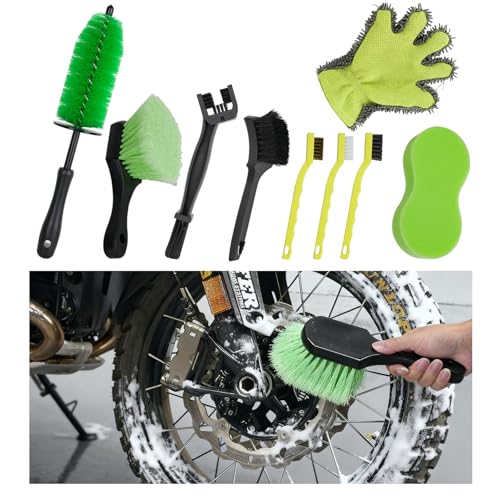 NexaBrush 9 Pack Motorcycle Cleaning Kit, Motorcycle Detailing Kit with...