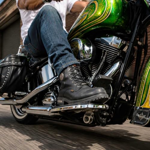 Image of Milwaukee Leather Men's Leather Lace-Up Riding Boots - Motorcycle Biker Footwear for Street & Daily Wear