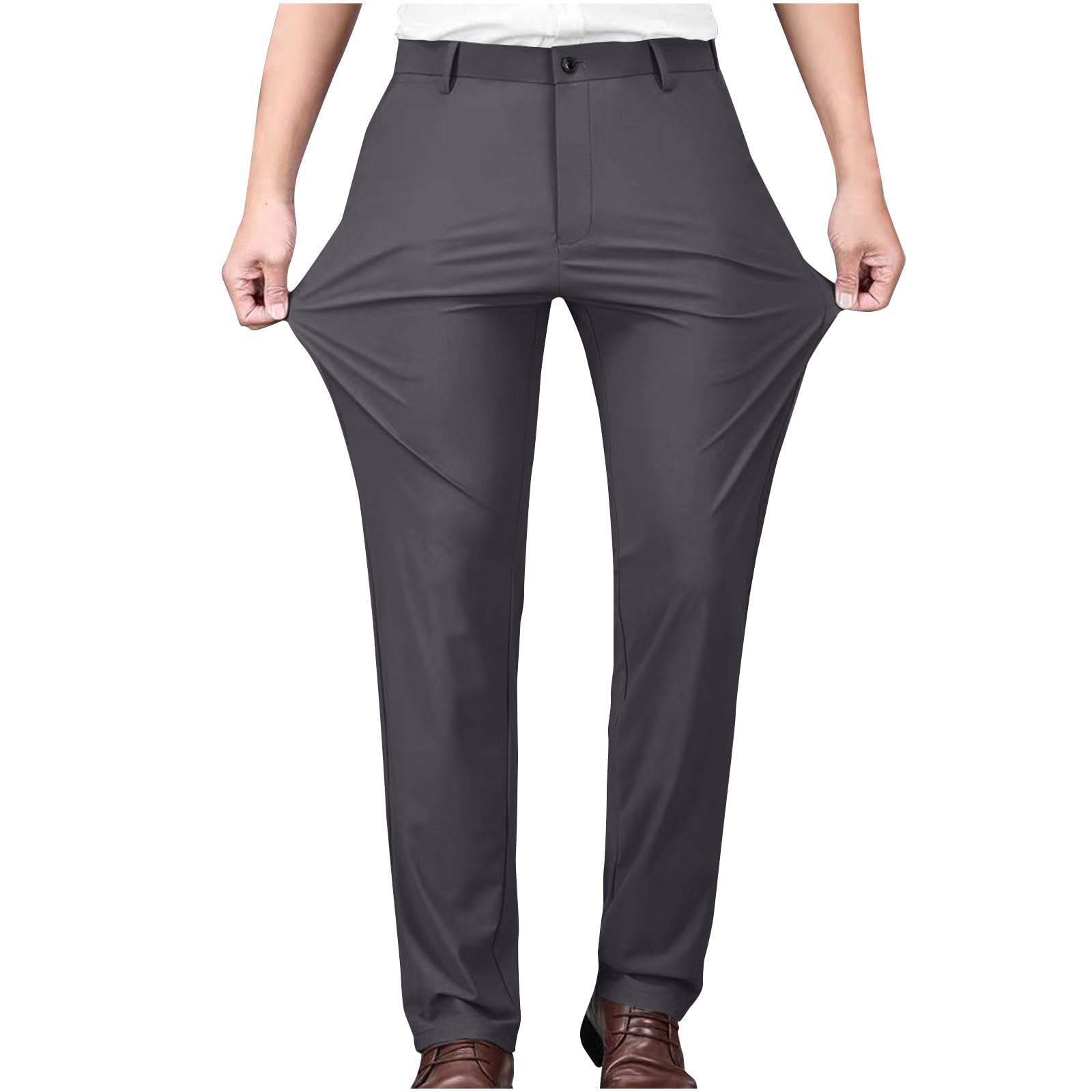 FZYLQY Men Dress Pants Trendy Solid Color Business Suit Pants Casual Straight Leg Office Pants Lightweight Slim Fit