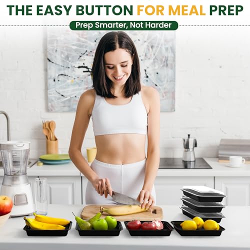 50-Pk 28oz. Geisoun Meal Prep Reusable Containers w/ Easy Snap Lids (Black) - image 8