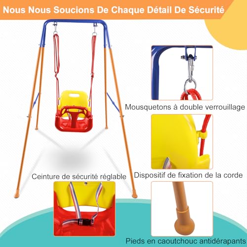 HLC-3-in-1-Babyschaukel-OutdoorIndoor-Schaukel-Mit-Klappbarem-Metallstander-Einfach-Zu-Montieren-Und-Zu-Verstauen-Geeignet-Fur-Kinder-Jeden-Alters