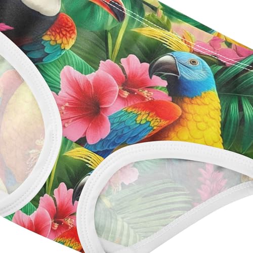 Cotton Girls Underwear Toddler Vibrant Tropical Birds Parrot Leaves Little Girl Panties Fun Underpants Briefs 2t4