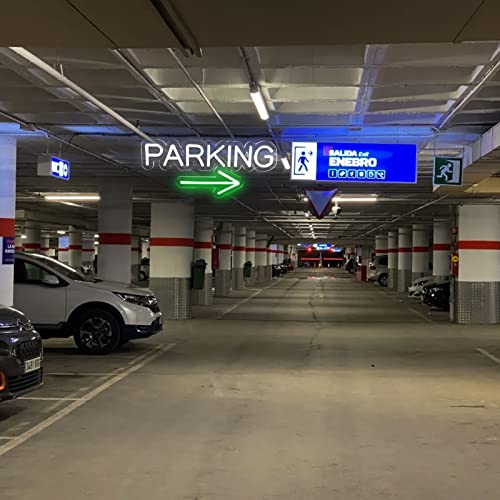 Image of Parking Neon Signs for Wall Decor Neon Lights for Bedroom Led Business Signs Suitable for Underground Parking Christmas Gift Led Art Wall Hanging 5V Power Adapter, 16.2 * 7 Inch(White)