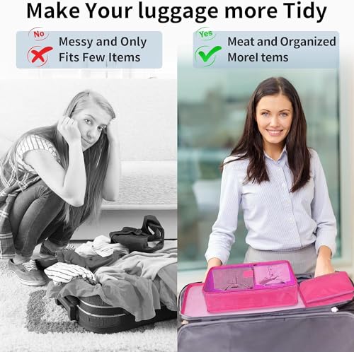 Image of 6 in 1 Polyester Secret Pouch Travel Bag Packing Cubes Laundry Bag with Undergarments & Cloth Storage Organizer Travelling Set /Suitcase Bag (PINK)