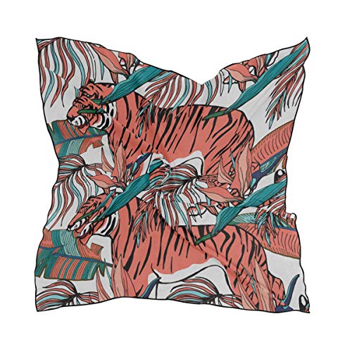 Soft Polyester Silk Scarves Ladies Fashion Print Asian Wild Animals Amur Tiger Trendy