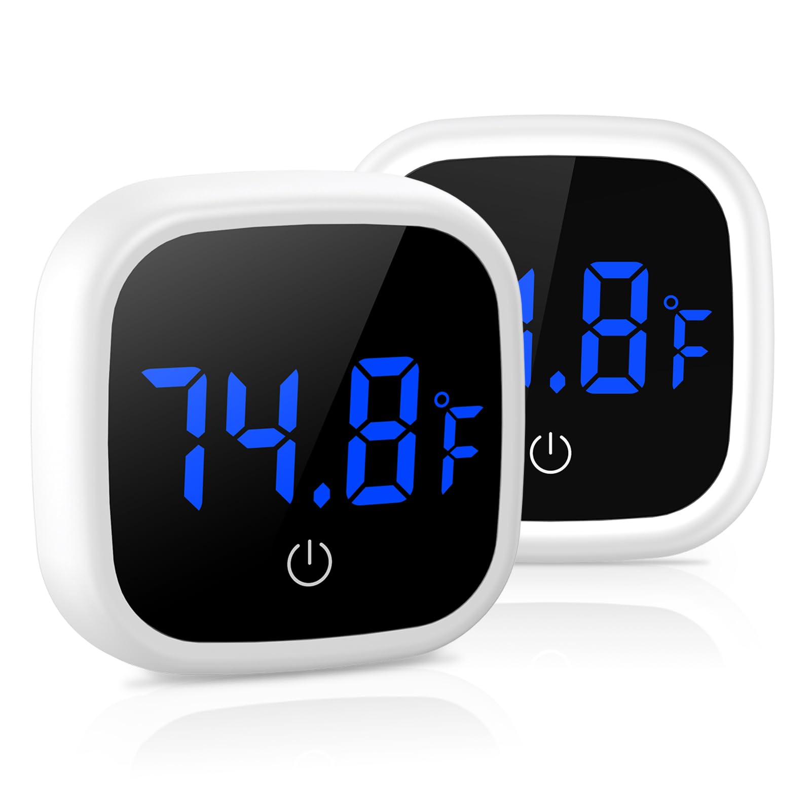 OQIMAXDigital Aquarium Thermometer, LED Display Fish Tank Thermometer with Touch Buttons, High Accuracy Stick-on Wireless Thermometer, Energy-Saving, for Glass Containers, Fish tanks (2 Pack)