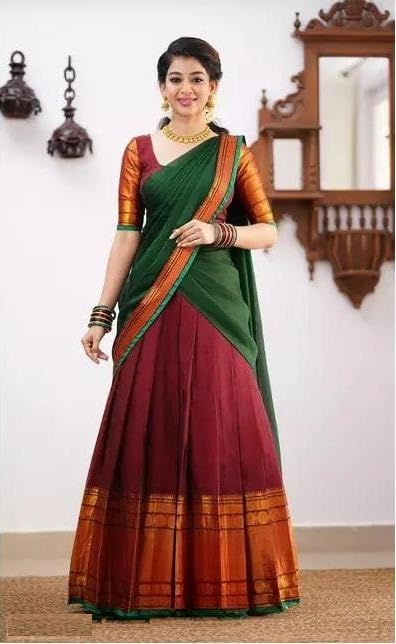 Image of ZITON Women's Indian Traditional Kanjivaram Silk Pure Weaving Lehenga Choli Along With Dupatta And Blouse Piece, Half Saree (Unstitched)