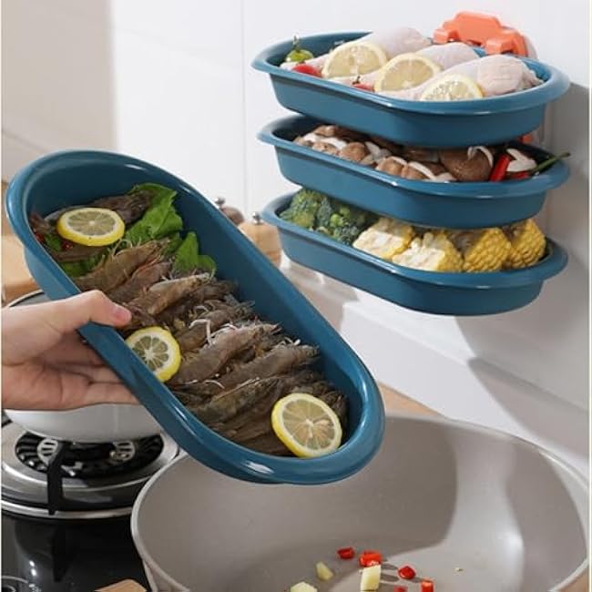 Preparation Tray,Kitchen Shelf Tray,Stackable Wall-Mounted Rack, Suitable for Home Hot Pot Restaurant(3 tier)