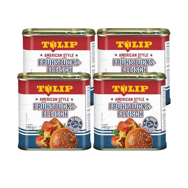 4x TULIP American Style Frühstücksfleisch 340g | leckeres Dosenfleisch in der praktischen recycelbaren Konserve | Schweine-Frühstücksfleisch mit Bacon| 87% Schweinefleisch – Bild 2