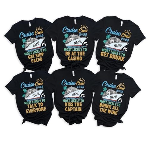 Most Likely To Cruise Crew 2025 Shirts - Custom Family Cruise Shirts 2025 For Group - Matching Family Cruise T-shirt - Personalized Cruise Crew Shirt for Vacation & Group Trips - Family Reunion Tee Sweatshirt Hoodie Tank Top - Main Image